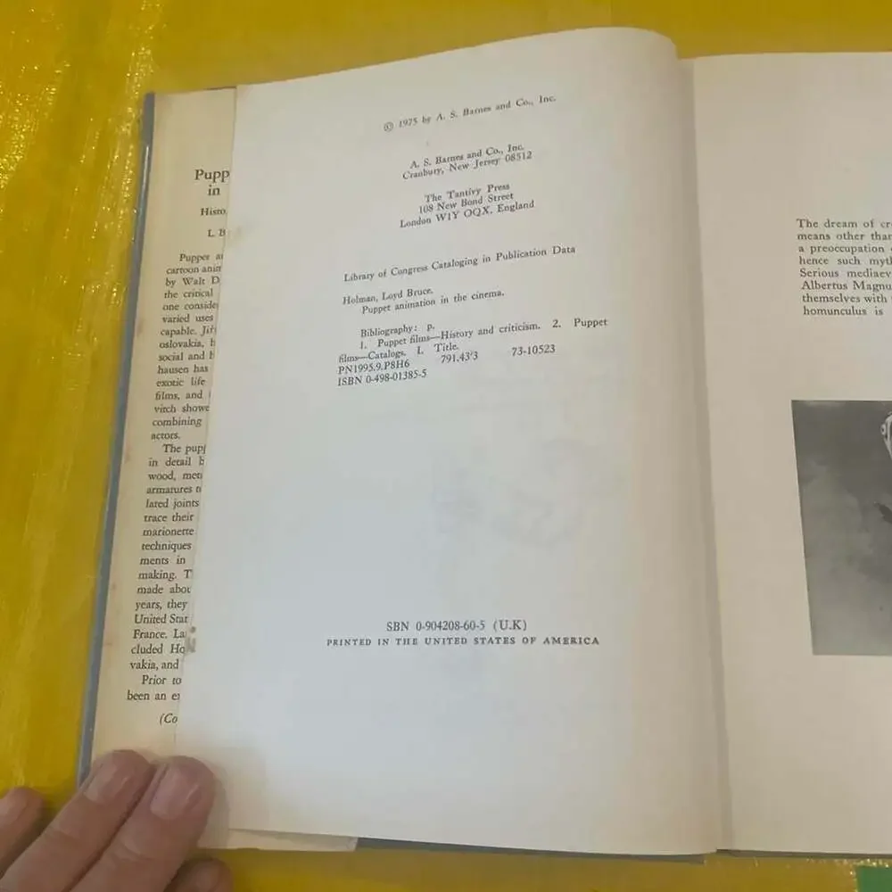 Puppet Animation in the Cinema: History & Technique by L. Bruce Holman (1975, Au
